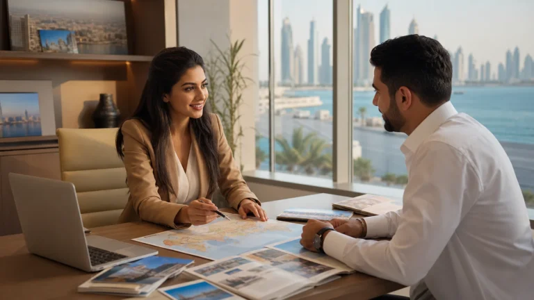 Travel consultant planning UAE travel content
