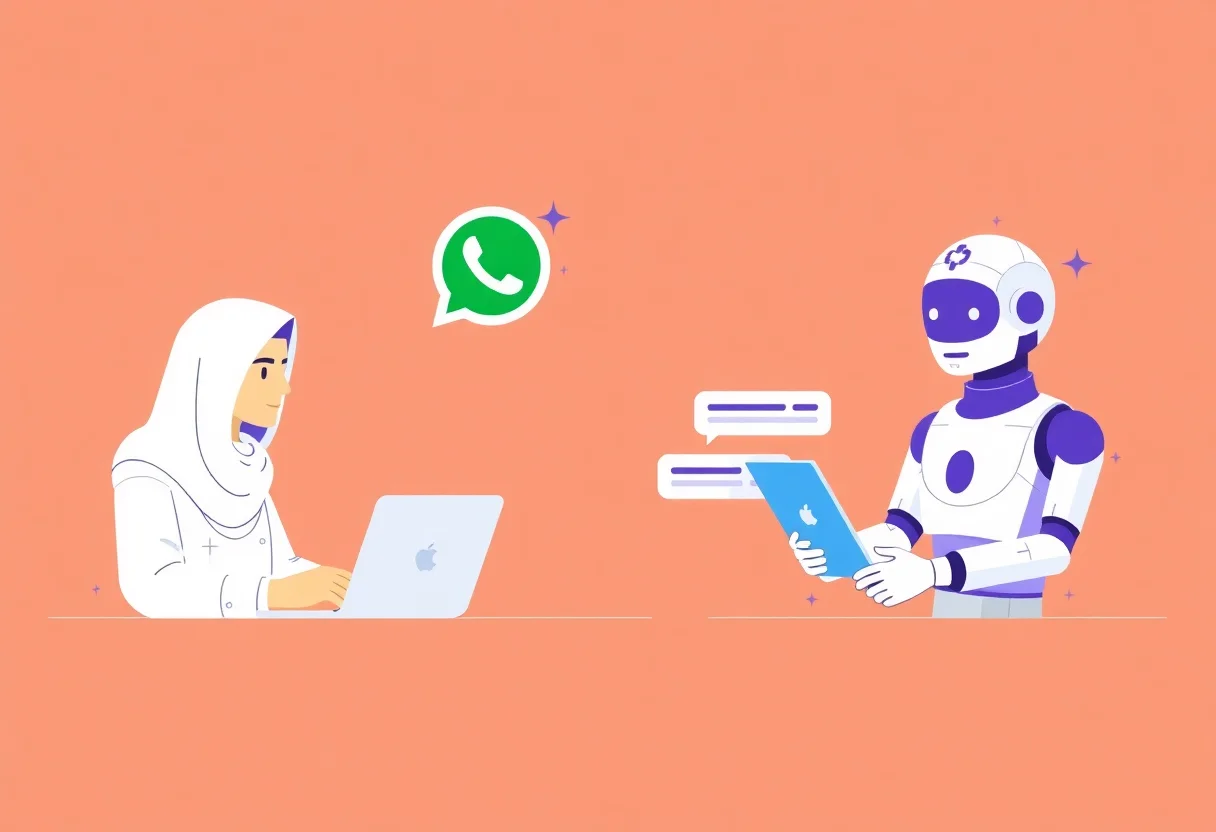 How to Migrate from Manual WhatsApp Support to an AI Chatbot illustration for Gulf business blog article