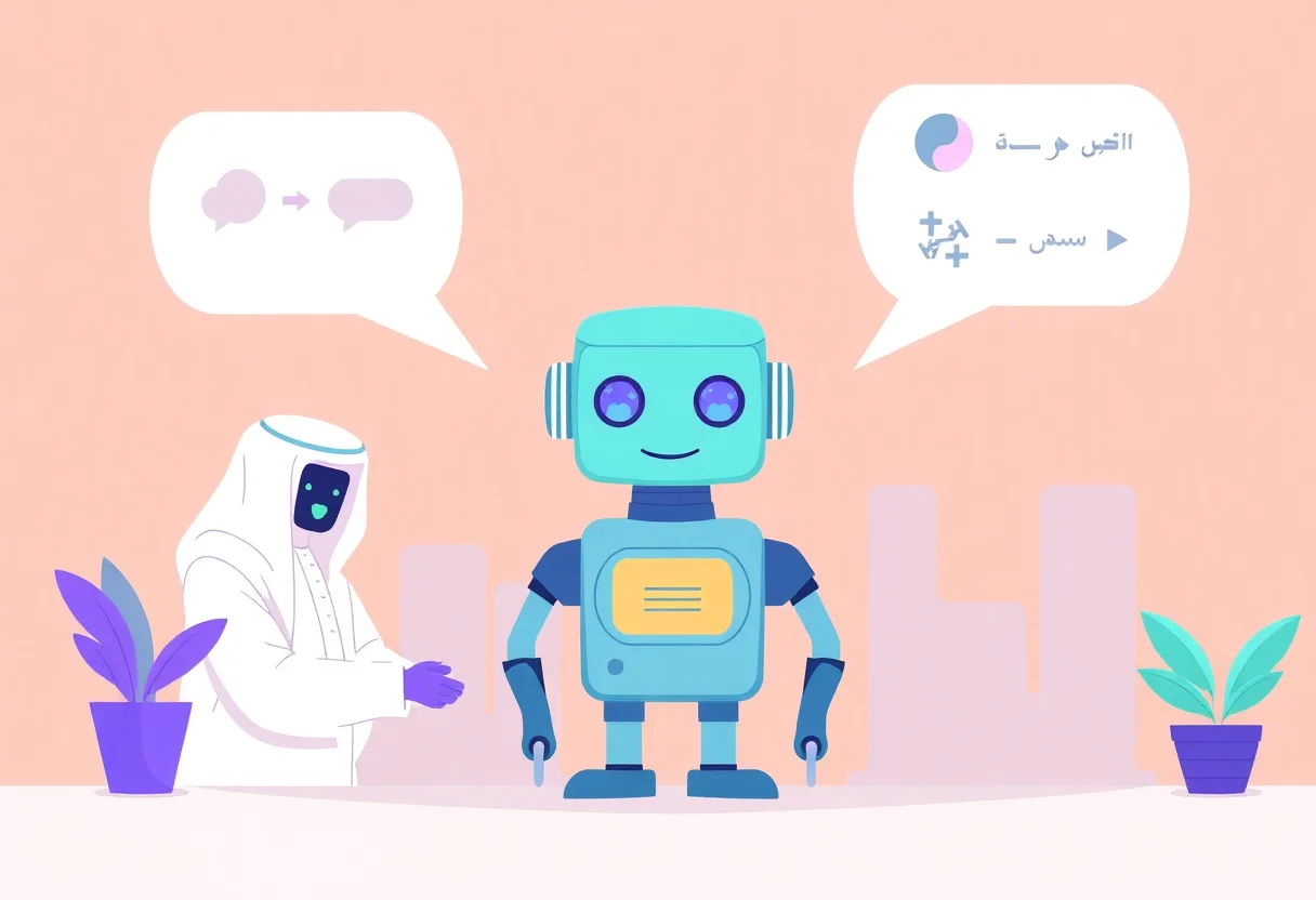 How to Add Multilingual Support to an AI Chatbot illustration for Gulf business blog article