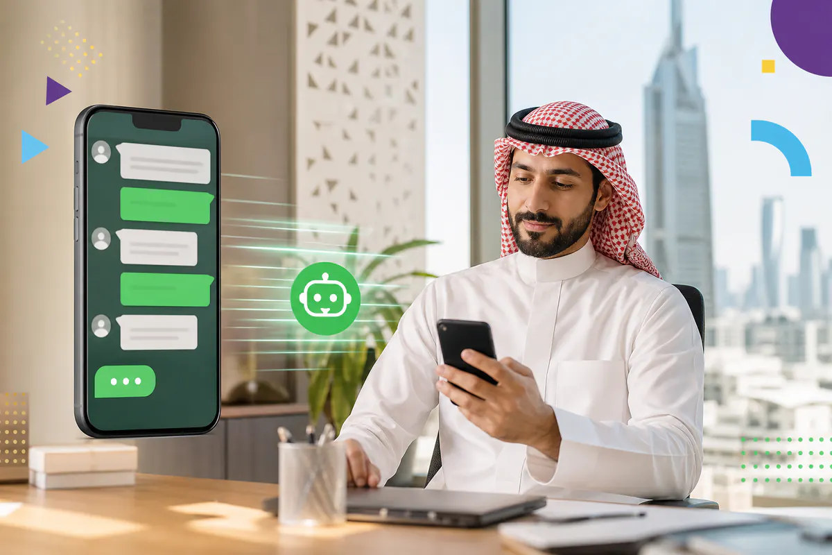 Saudi business owner working confidently on customer content